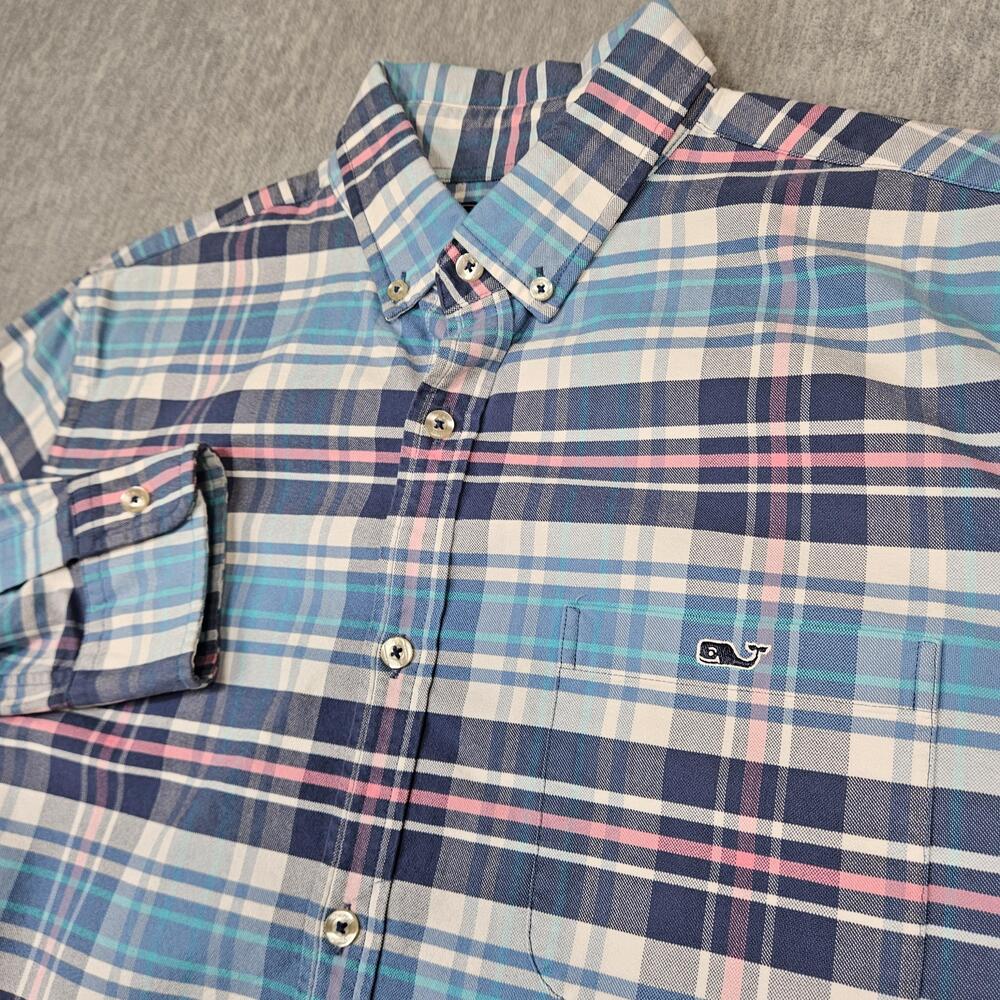 Vineyard Vines Shirt Mens M Blue Plaid Slim Fit Tucker Button Up Long Sleeve